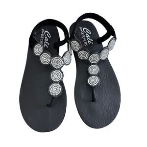 Skechers Black Stars & Glitter Meditation Flip Flops – Women’s Size 10
